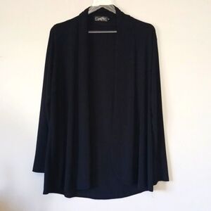 Sympli Black Shawl Collar Stretch Jersey Knit Cardigan, Size 8